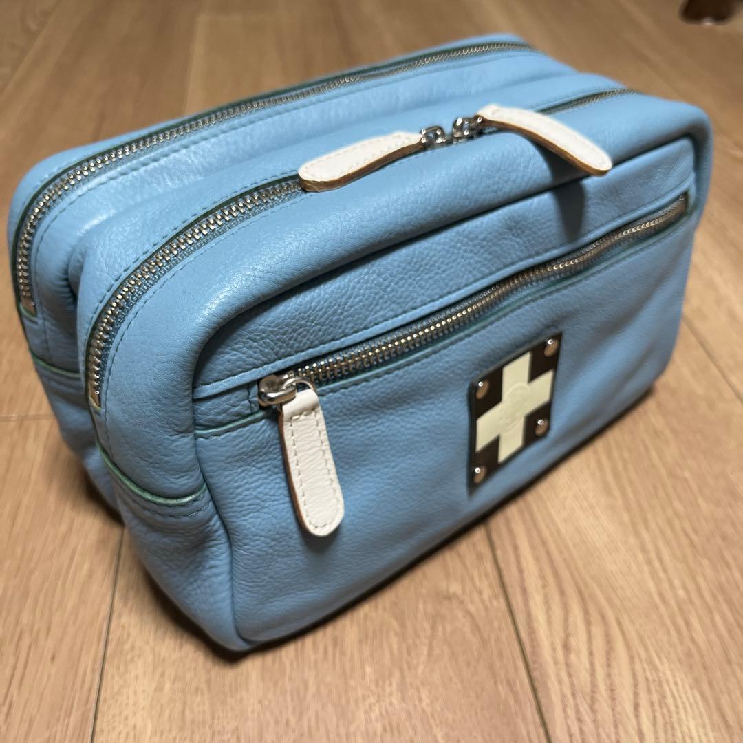 木の庄帆布 未使用 ゴルフ ♯5 ラウンドポーチ 本革バック