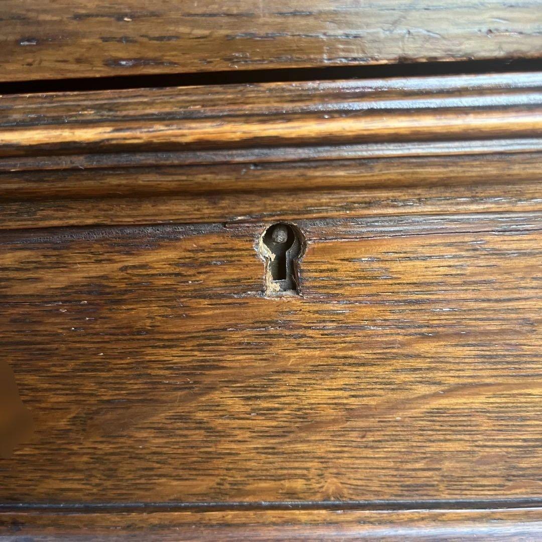 英国 アンティーク家具 デスク オーク 大型 真鍮 レザー張り