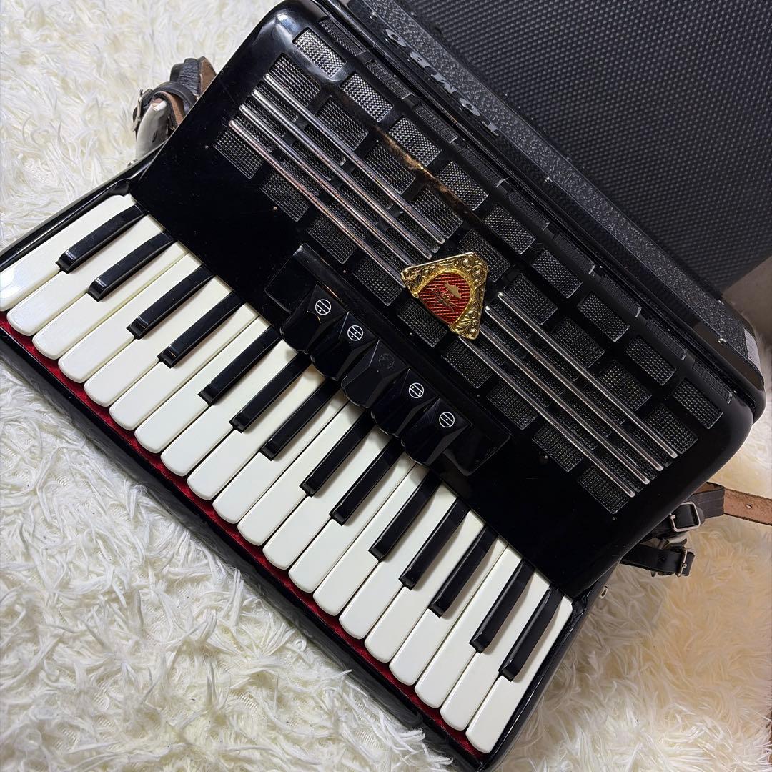 【希少】オールブラック TOMBO トンボ アコーディオン T 48 ケース付