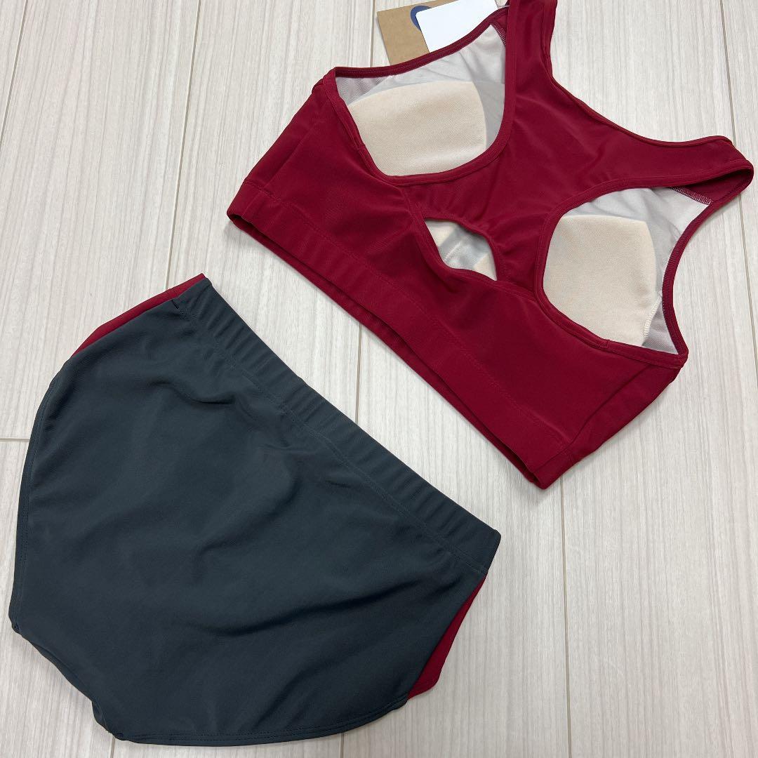 アシックス　女子陸上ユニフォーム上下セット　エンジ×ダークグレー　2XL　新品