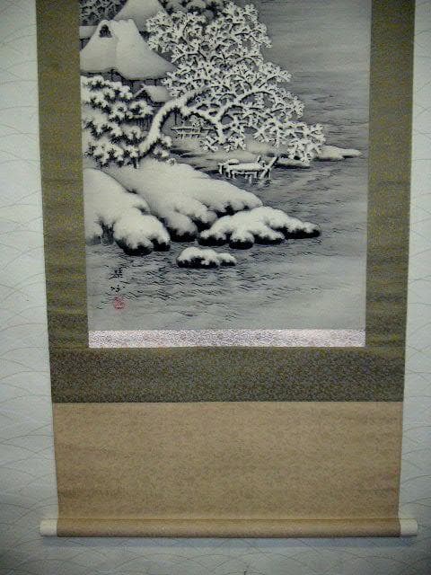 ♥掛軸　雪景図　田口 楚水　掛け軸　共箱付き　骨董品