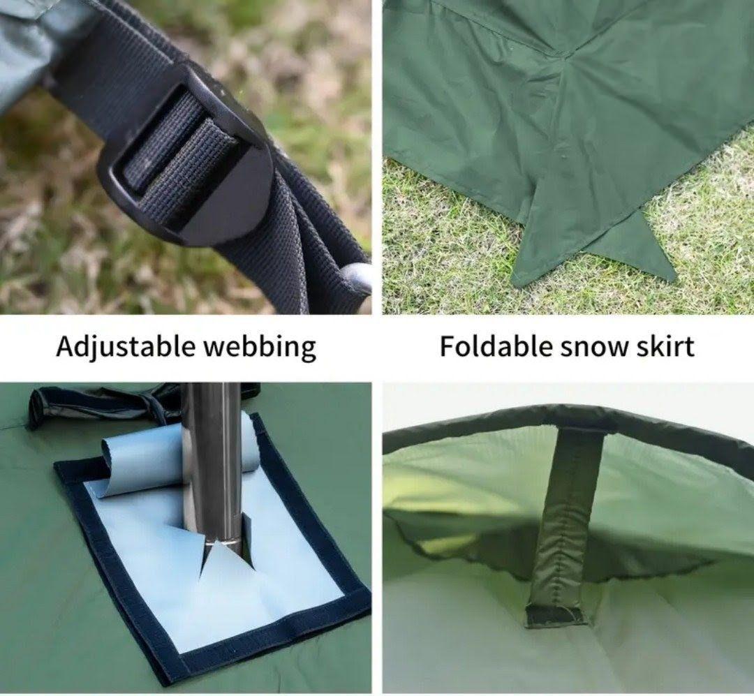 試し張りのみ　煙突ポート付ワンポールテント　軽量3.1kg グリーン