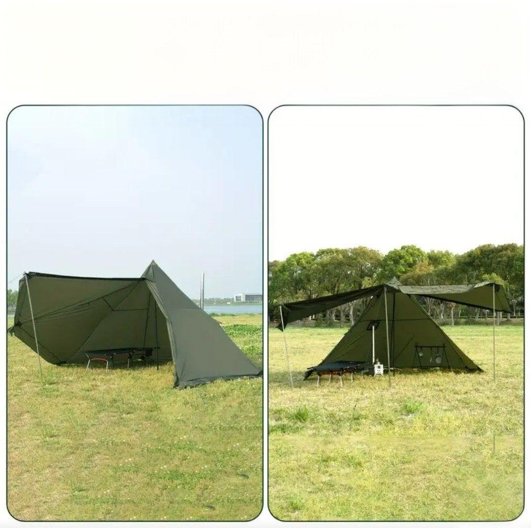 試し張りのみ　煙突ポート付ワンポールテント　軽量3.1kg グリーン