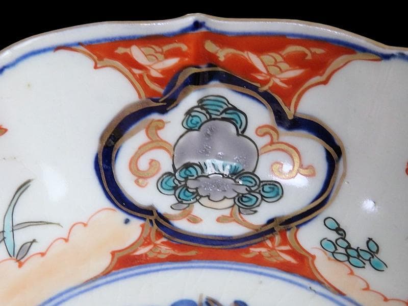 古伊万里　色絵　窓絵獅子　秋草に兎の図　膾皿　５客　D049AS-DBj