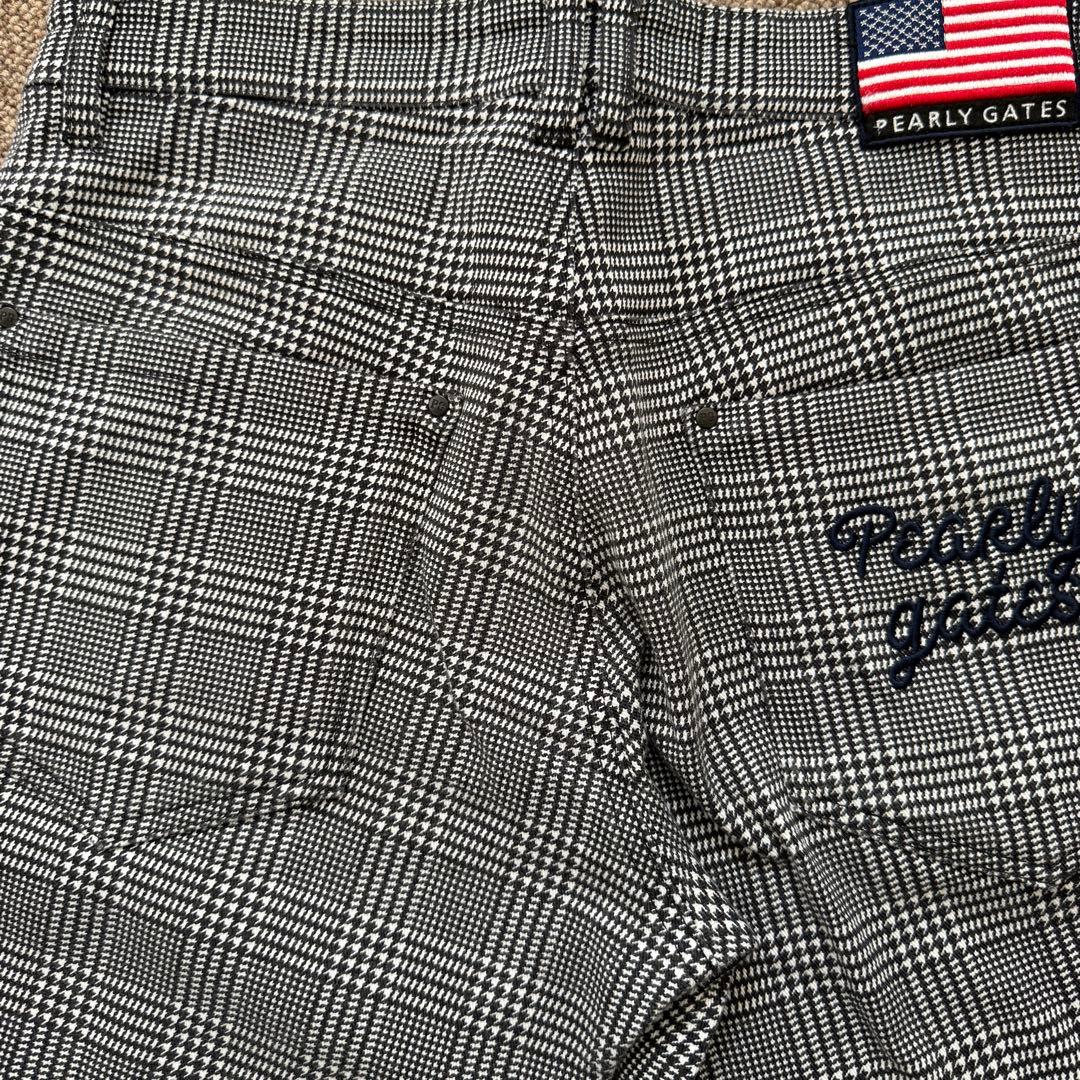 裏起毛　パーリーゲイツ　パンツ　黒　白　チェック　千鳥格子　M〜L相当　4