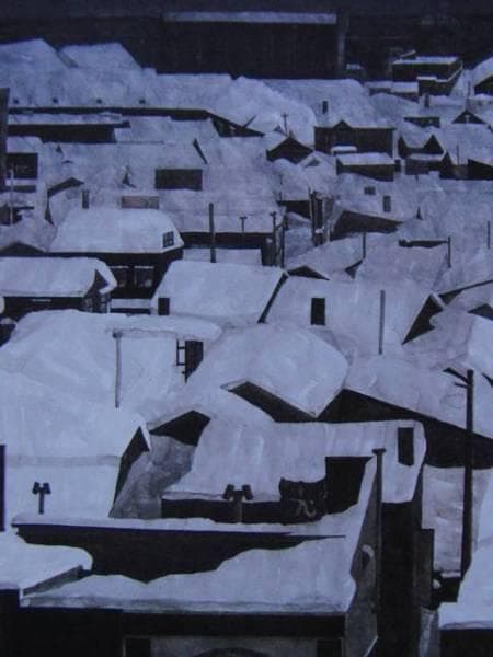 高橋利蔵、北の冬の街、希少額装用画集、新品額装付