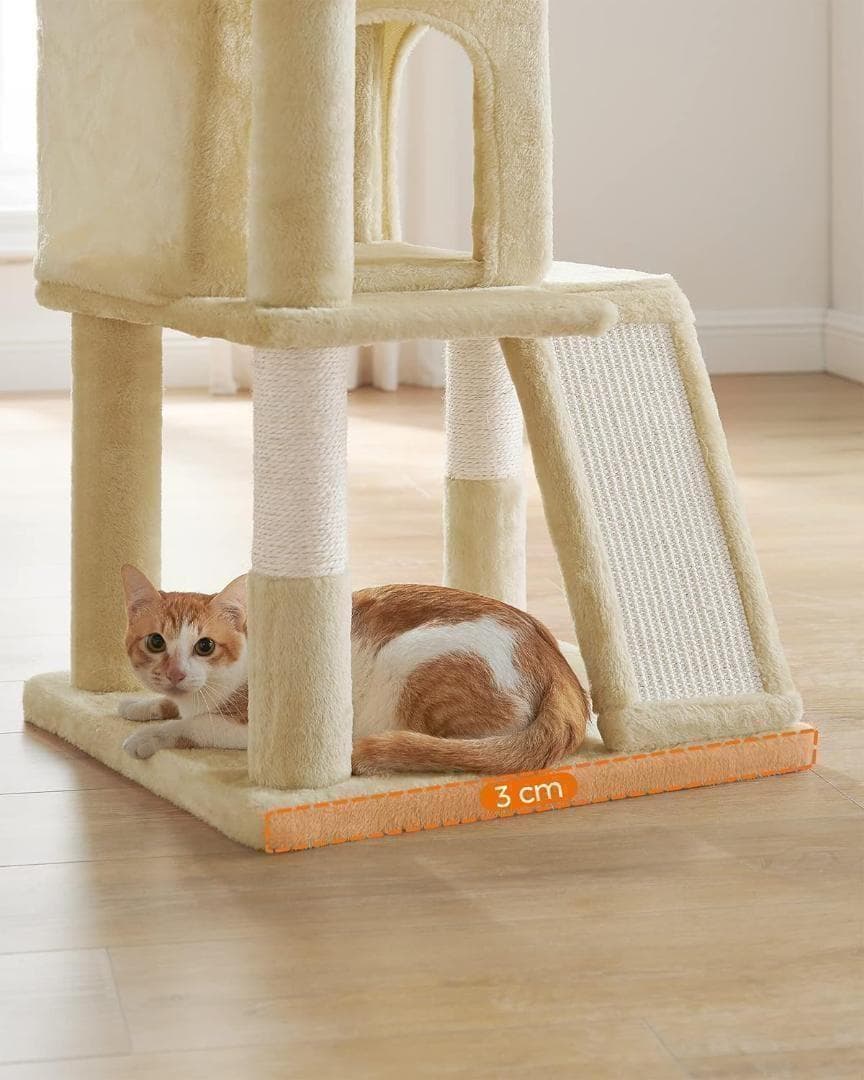 【M2235-87-56】猫タワー 96cm 爪とぎスロープ付 多頭飼 安定設計