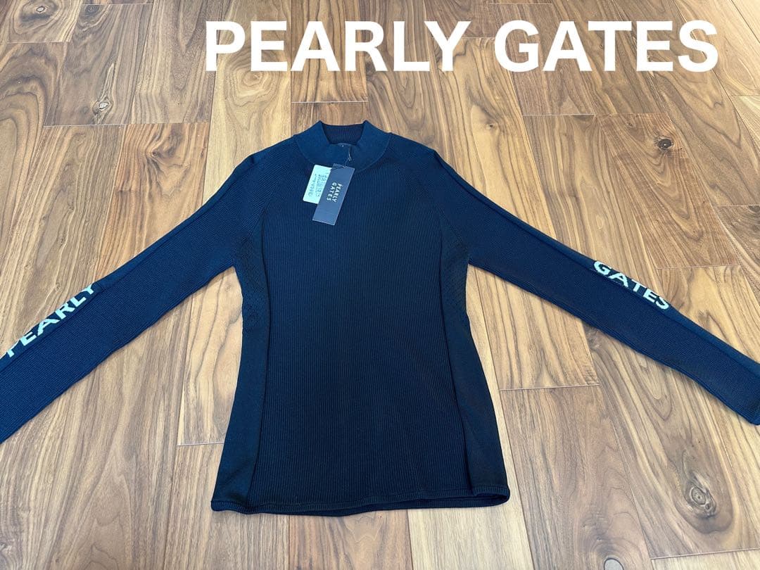 パーリーゲイツ　長袖モックネック　ニット　新品　サイズ２　ブラック