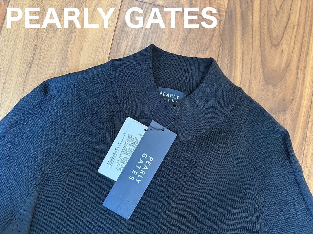 パーリーゲイツ　長袖モックネック　ニット　新品　サイズ２　ブラック