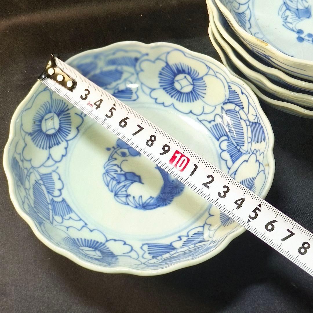 古伊万里 染付け膾皿 なます皿 松竹梅 手描き 在銘 旧家蔵出美品 未使用骨董