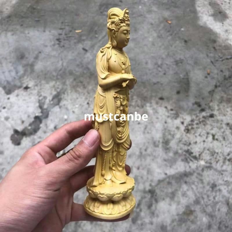 仏像 仏教美術 自在観音菩薩像 木の雕刻品 木彫り仏像 職人手作り