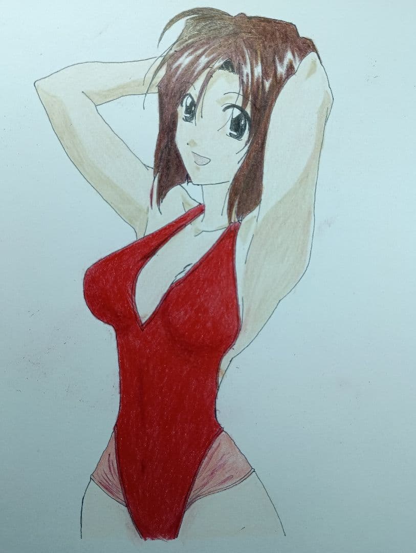 アニメスタイル 水着 女性キャラクター 絵画