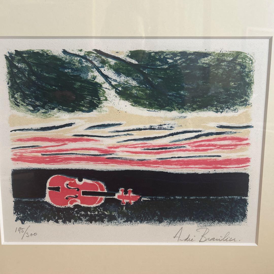 アンドレ・ブラジリエ　リトグラフ「夕方のヴァイオリン」　#195/300