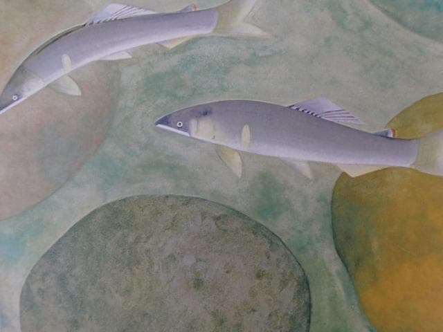 加藤栄三、【鮎】、希少な大判額装用画集より、新品高級額装付、豪華限定版