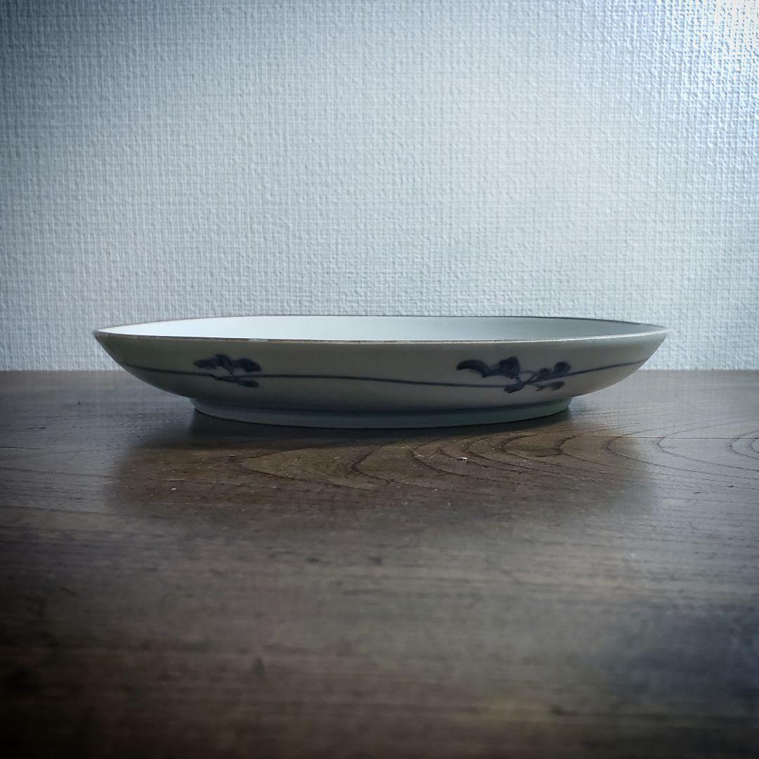 皿　古伊万里　江戸　五弁花　雲　唐草　染付　珍品