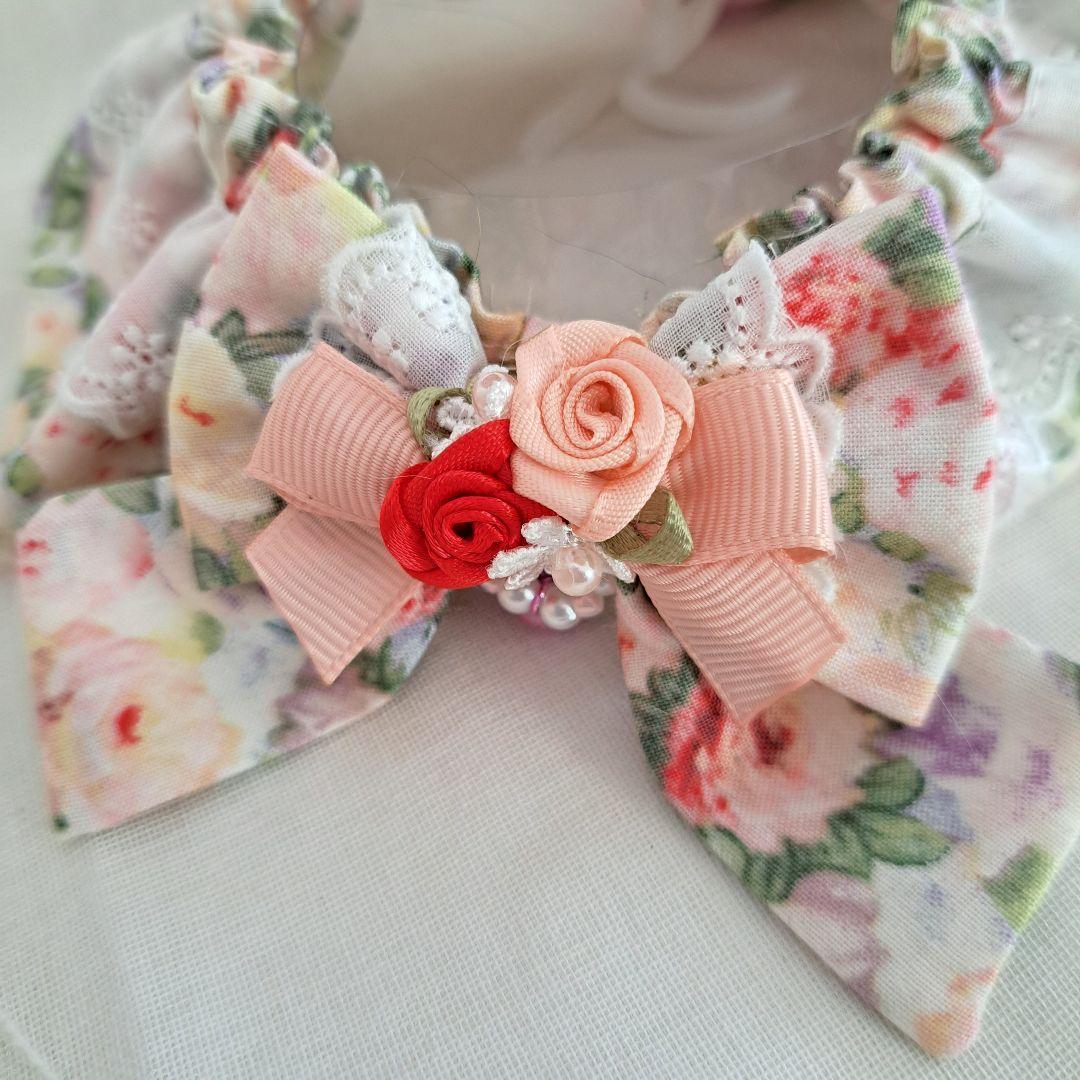 幅広シュシュ(水性画風ローズ)わんちゃん猫ちゃん用