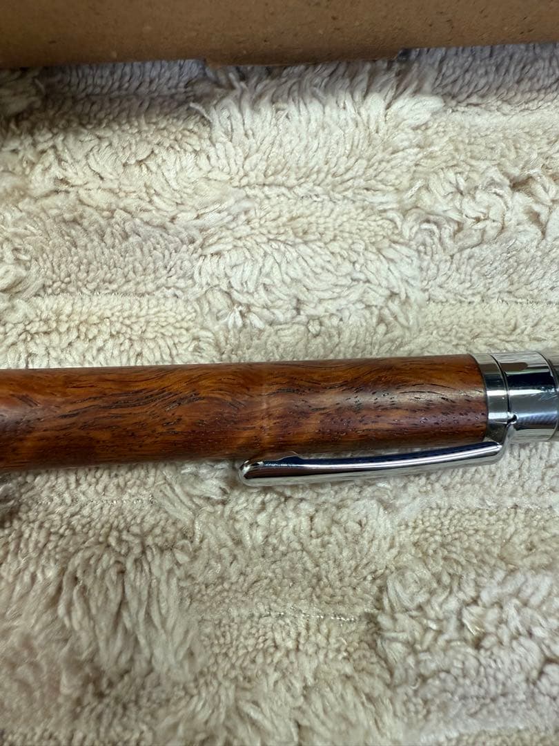 工房楔　花梨 ちぢみ杢 トラ杢 シャーペン 固定式口金付き 花梨紅白