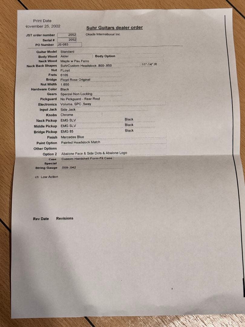ギター suhr custom standard