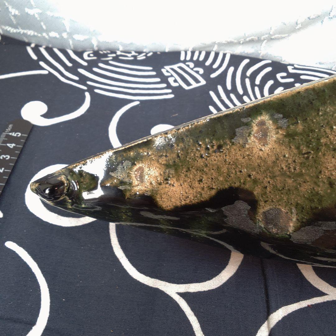 骨董３緑色の陶器製長方形皿