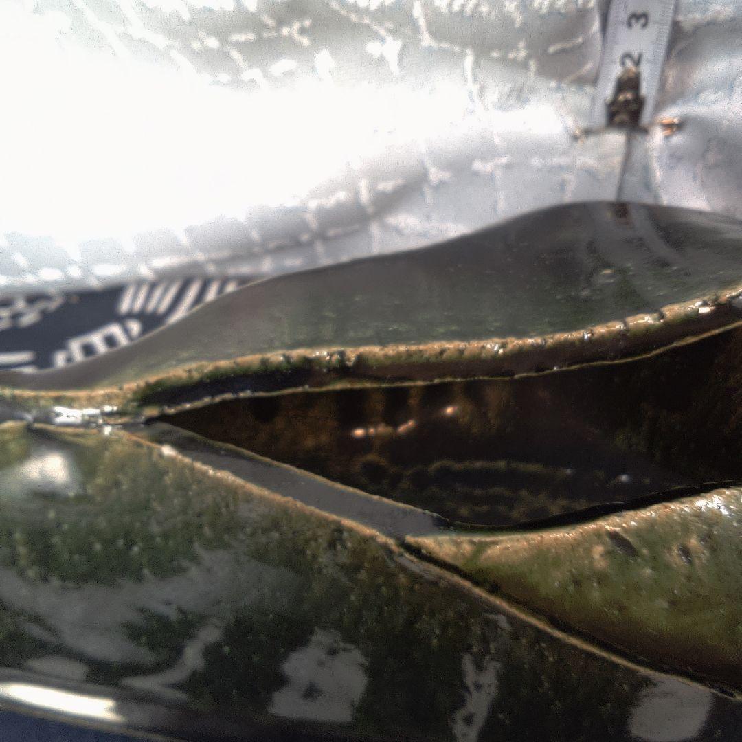 骨董３緑色の陶器製長方形皿