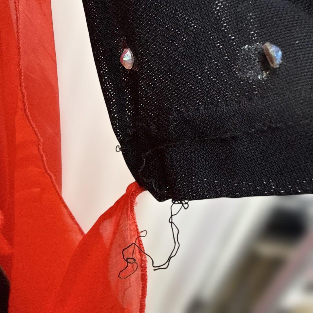 6344★M 赤 黒 多層フリル スタンダードドレス 社交ダンス