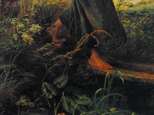 マコフスキーK,E、「雷がこわい」、希少な額装用画集より、新品高級額装付