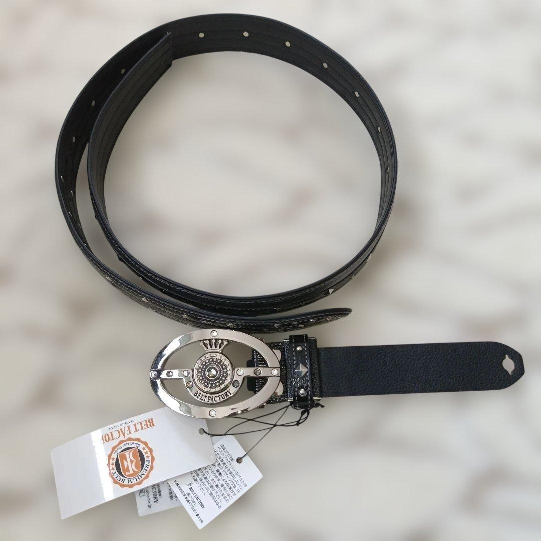【極美品】牛革ベルト BELTFACTORY マーカー付き 黒 ゴルフ 北海道