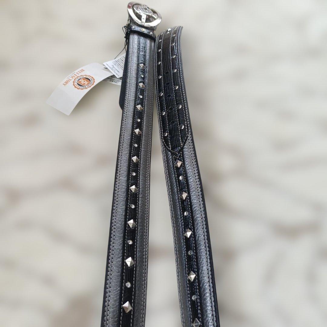 【極美品】牛革ベルト BELTFACTORY マーカー付き 黒 ゴルフ 北海道