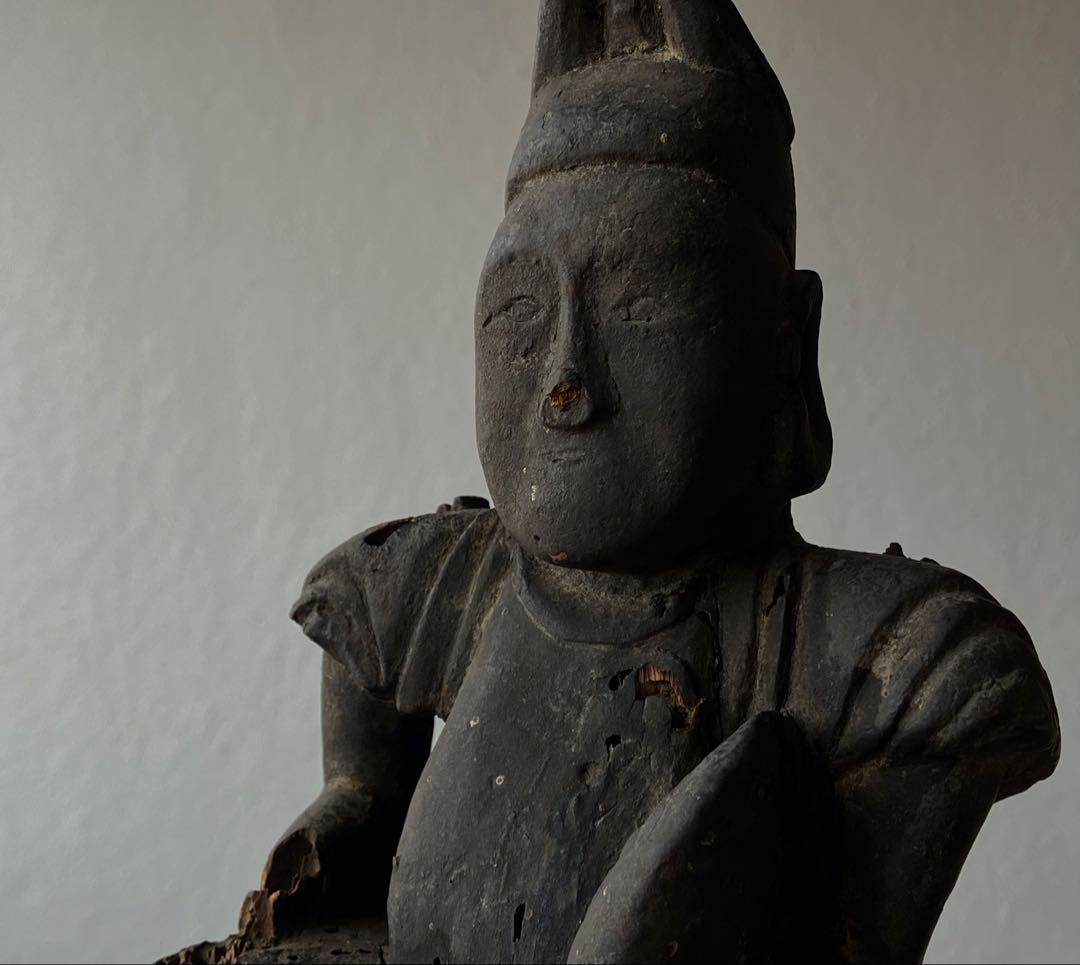 【いい顔、です、、黎明期の恵比寿像】室町骨董七福神アンティーク仏像美術彫刻民藝