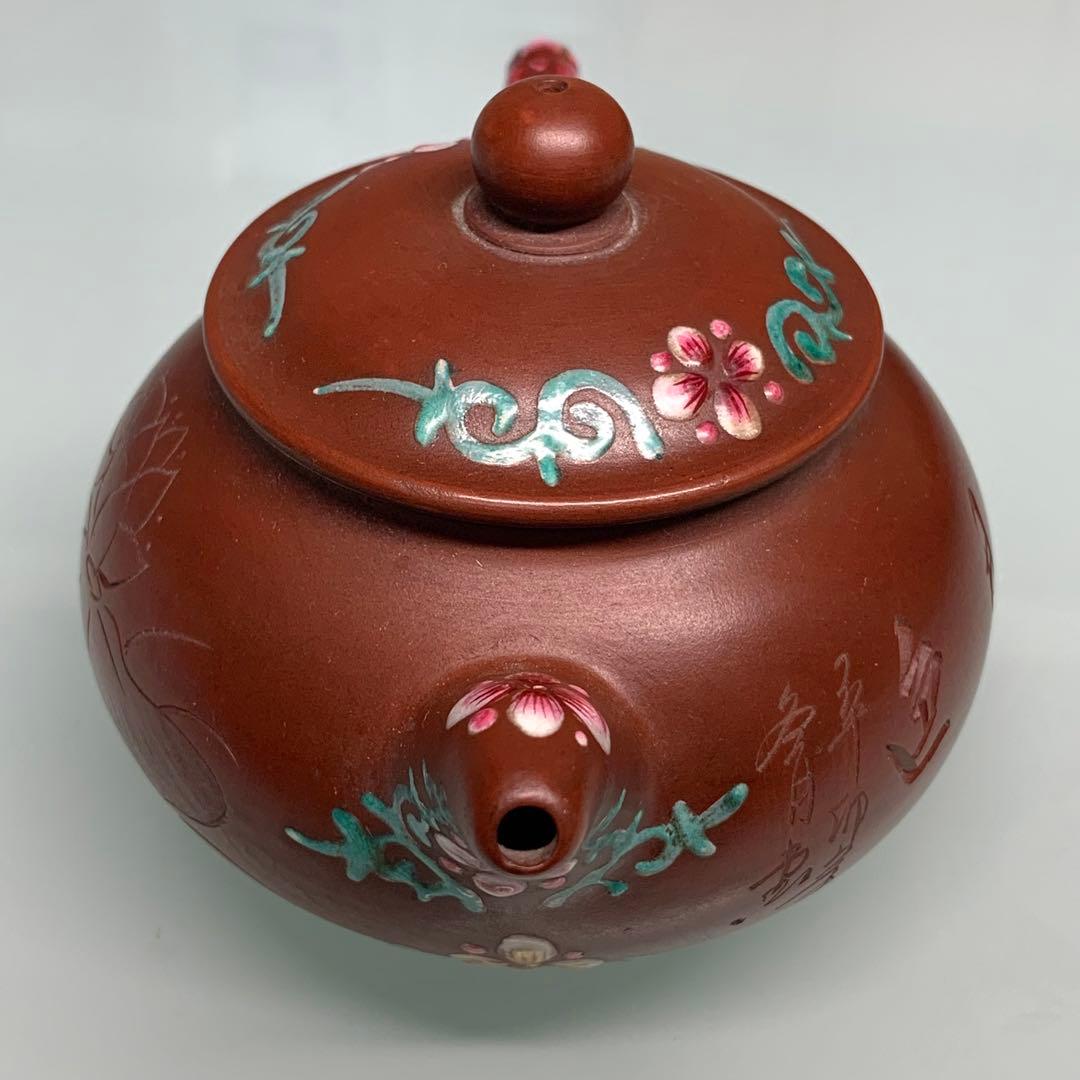 本物保証　中国陶器　宜興紫砂壺　手作り　民家収蔵品　茶道具　時代物　インテリア