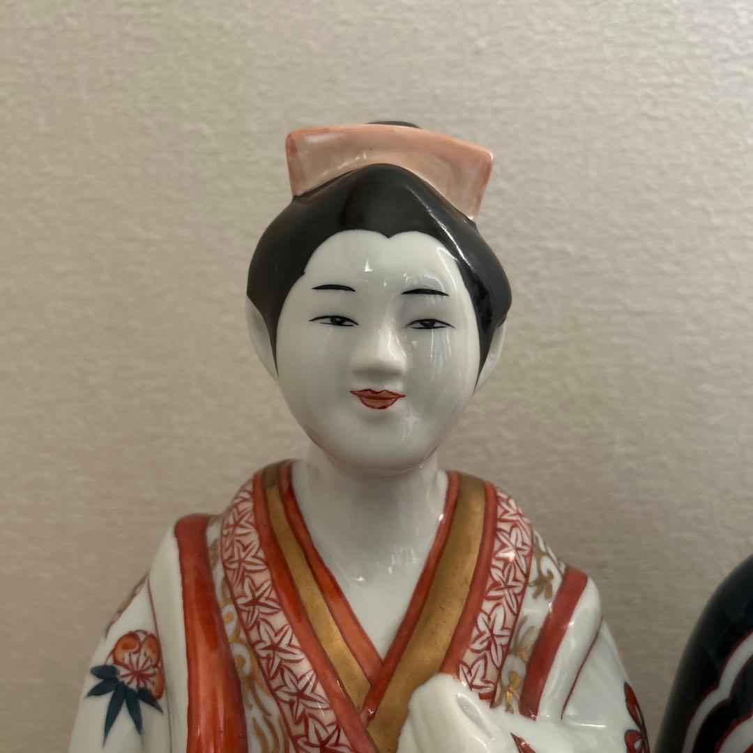 有田焼 円左エ門 古伊万里 人形写 男女ペア 大型 高さ約43cm床の間和室飾り