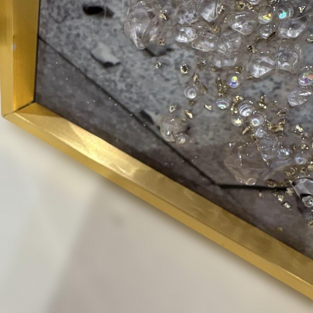 ロンドン橋と赤い電話ボックスのアート　キラキラアート