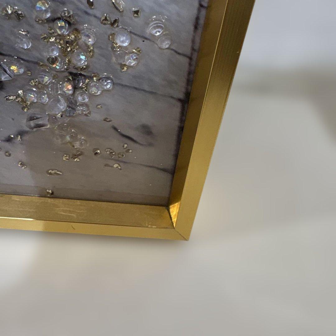 ロンドン橋と赤い電話ボックスのアート　キラキラアート