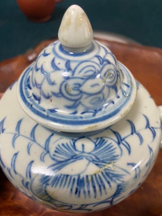 中国骨董 清時代 嘉庆年製，青花茶壷