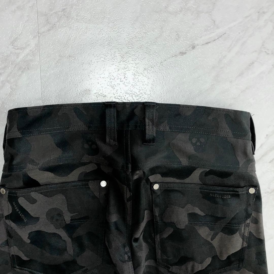 【美品】MARK&LONA パンツ カモフラ スカル ストレッチ ブラック S