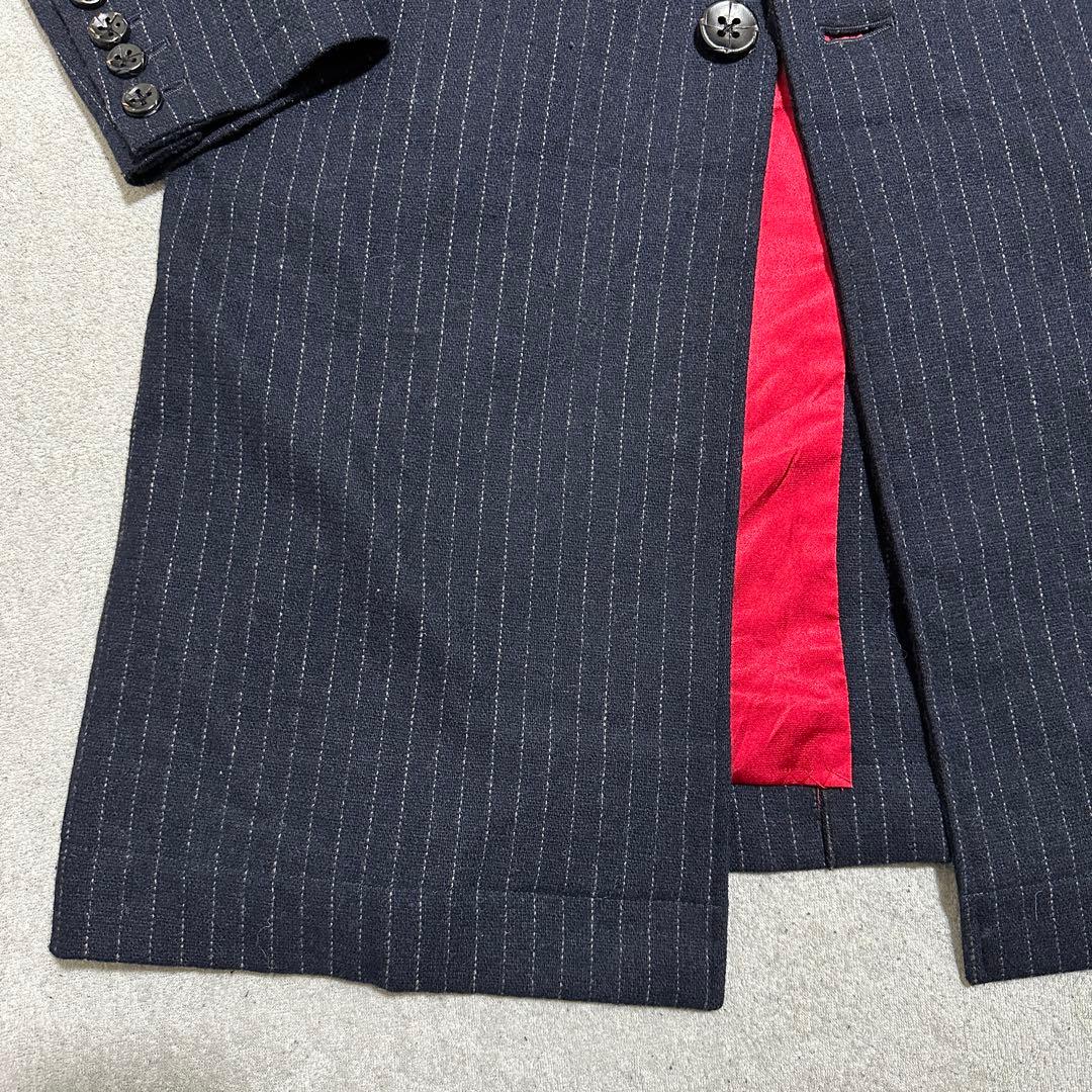 ドロヘドロ　煙　チェスターコート　メンズM ロング　ネイビー　ストライプ　グッズ