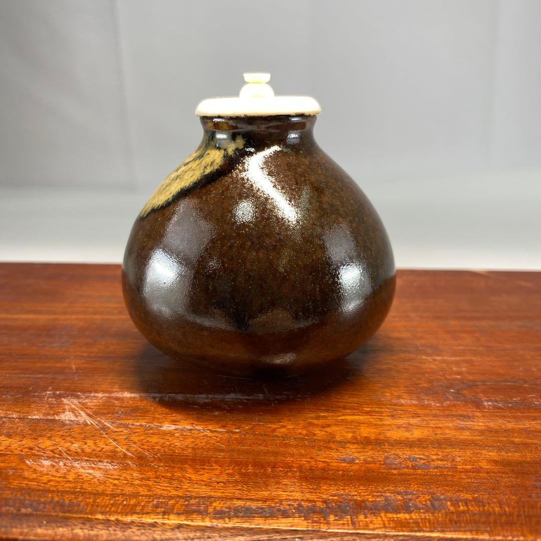【茶道具】膳所焼茶入（共箱）