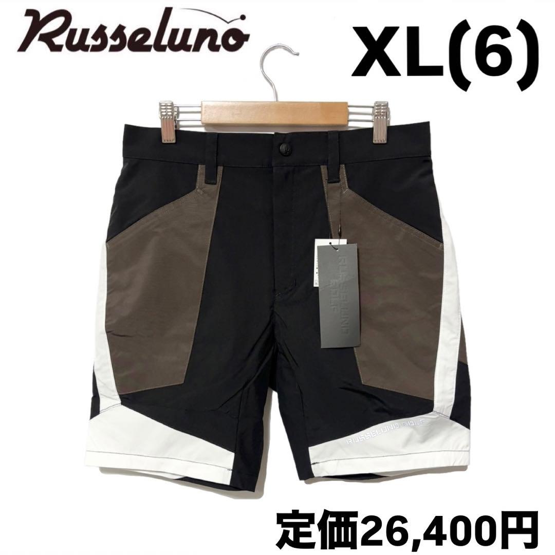 新品 ラッセルノ ゴルフ カラーパネル ショーツ ブラック XL ゴルフウェア