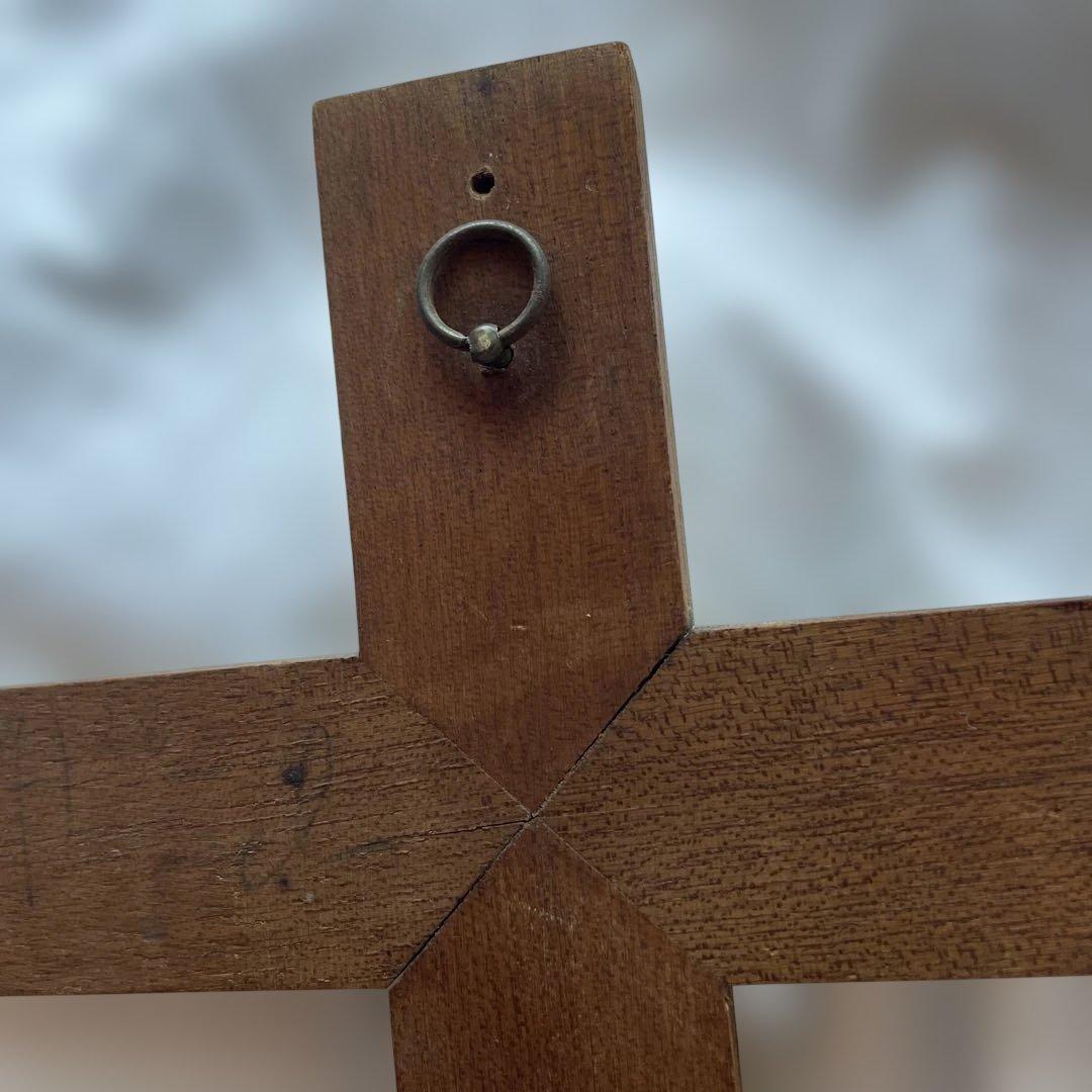 フランス　ブロカント　キリスト　十字架　キリスト教　磔刑　オブジェ　真鍮　木製