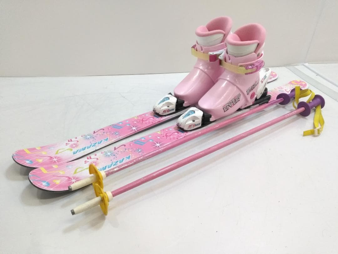 女の子 キッズジュニアスキー4点セット カザマ 106cm ブーツ 19cm ◇