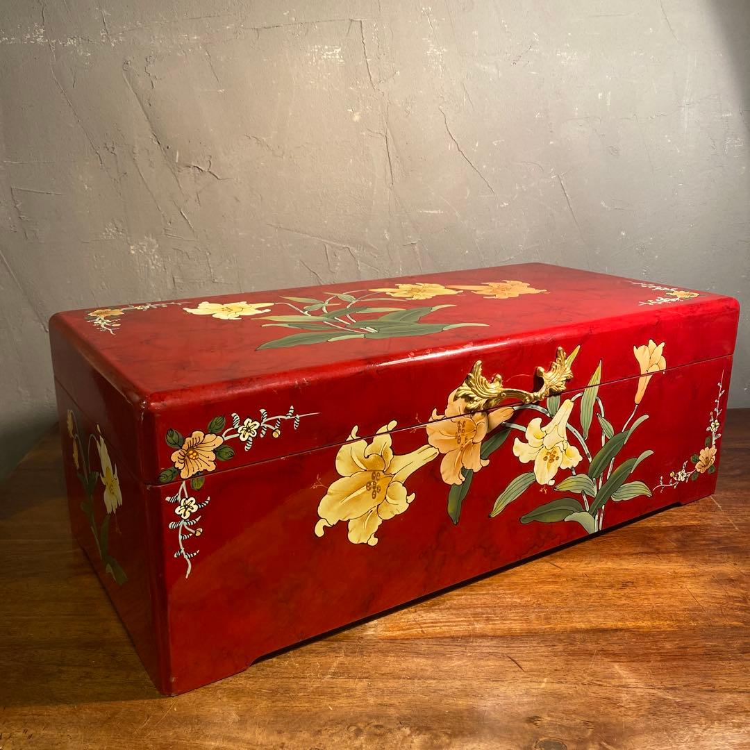 シノワズリ 二段収納箱 花柄 高級品 宝箱 ボックス インテリア ヴィンテージ