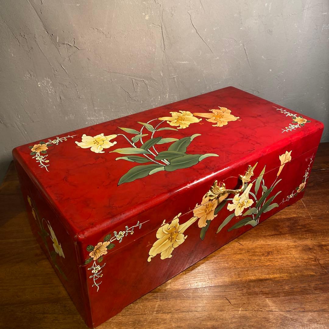 シノワズリ 二段収納箱 花柄 高級品 宝箱 ボックス インテリア ヴィンテージ
