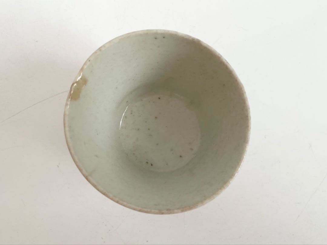 骨董　アンティーク　古伊万里　染付　草花文様　蕎麦猪口　高台付　直しあり