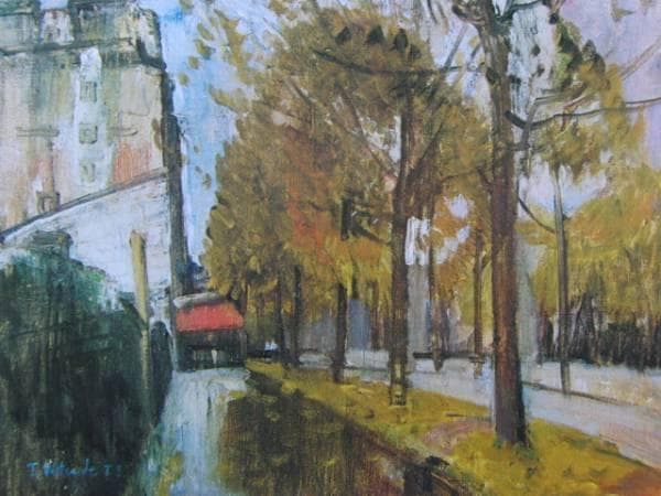 渡辺　武夫 、晩秋雨後（パリ、フルバールショルダン）、希少な額装用画集より