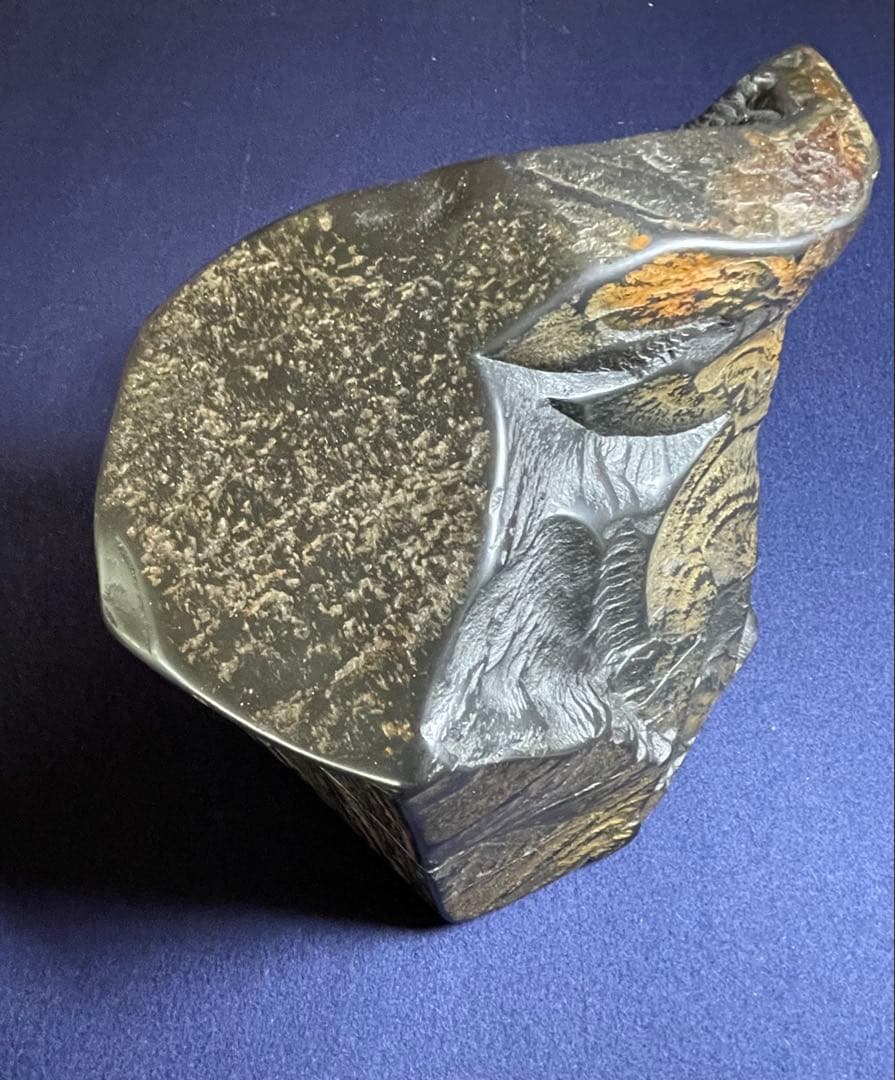 【墨研】龍渓石◆川口丁郷作「自然石硯」◆大型硯◆書道具 文房四宝 美術工芸品