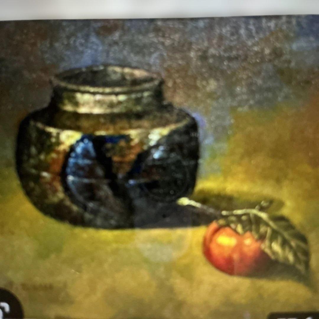 【真作】　後藤田司　静物画　壺とザクロ油彩画　油絵　額無し　F６号