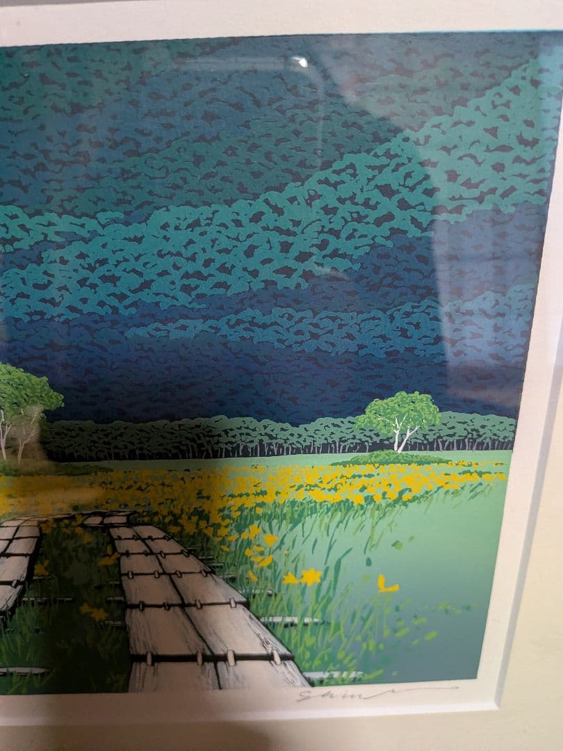 風景画 シルクスクリーン版画 431/500 サイン入り