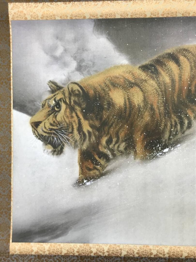 【複製】堀江玉鳳/猛虎図/トラ図/横物/工芸品/掛軸/名家伝来/AC-568