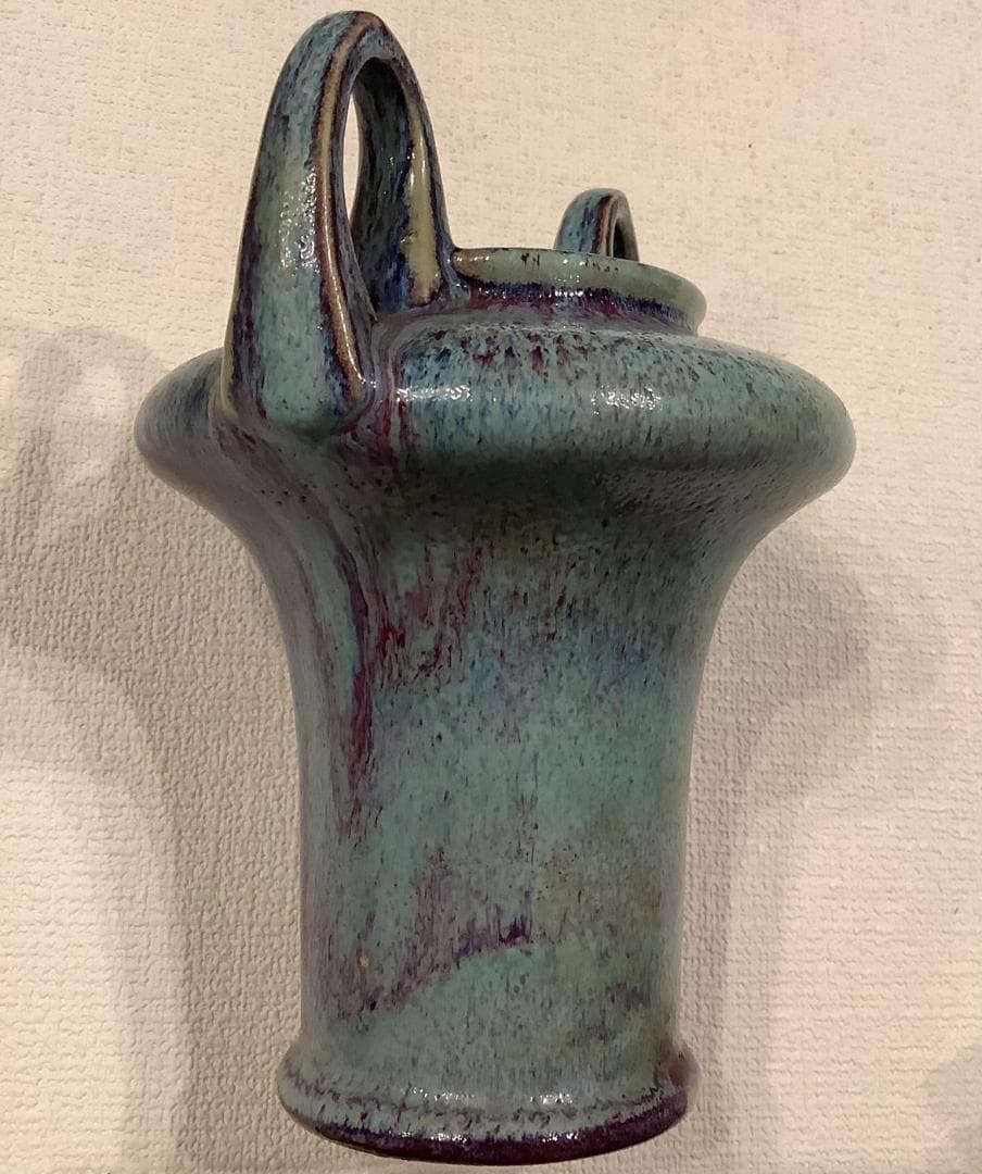 【辰砂】晴雲山　仁松造　花瓶　双耳