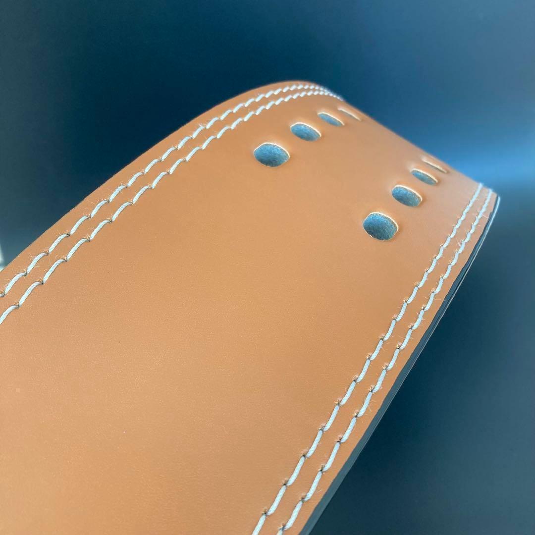 【訳あり】パワーベルト レバーアクション ワンタッチ可変式 ブラウン×金 本革